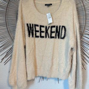 American Eagle Mohair Graphic "WEEKEND" Sweater